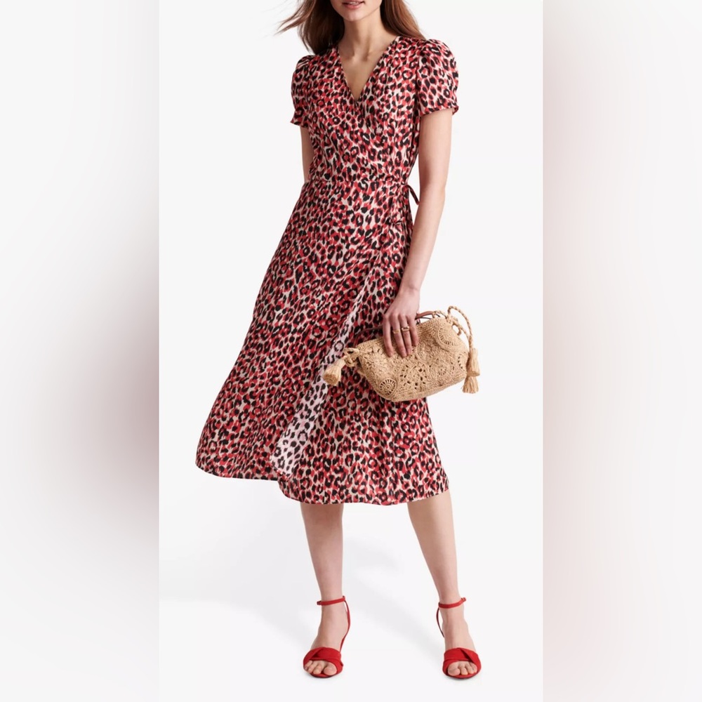 Gerard Darel - Midi Red Animal Print Sara Dress Size 36 US Fit and Flare